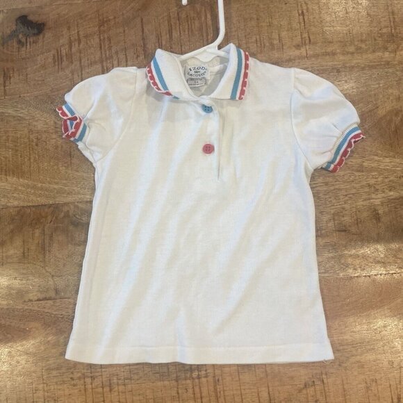 Lacoste Izod Vintage Girls Blue Skirt With Straps Size 4 Polo Shirt Alligator - Picture 9 of 13